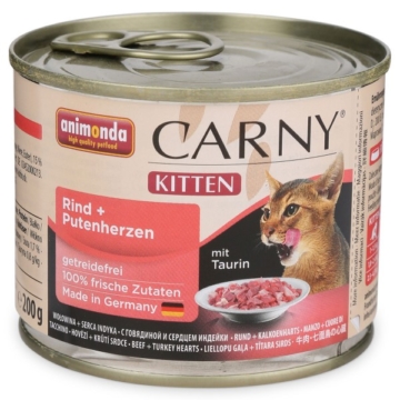 Animonda Katzenfutter Carny Kitten Rind und Putenherzen - 12x200g