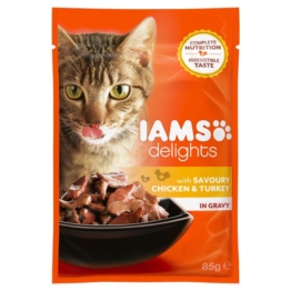 Iams Delights Katzen-Nassfutter in Soße Huhn & Pute 24x85g