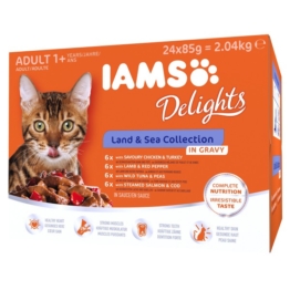 Iams Delights Multipack Land & Sea Collection in Sauce - 24x85g