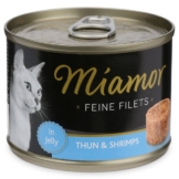 Miamor Katzen-Nassfutter Feine Filets in Jelly Thunfisch und Shrimps - 12x185g