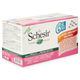 Schesir Cat Katzenfutter Multipack 6x50g - Hühnerfilet mit Schinken