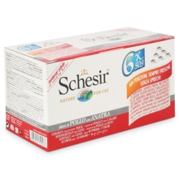 Schesir Cat Katzenfutter Multipack 6x50g - Natural Huhn mit Ente