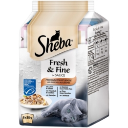 Sheba Katzenfutter Fresh & Fine Fisch Variation mit Gemüse (MSC) 6x50g